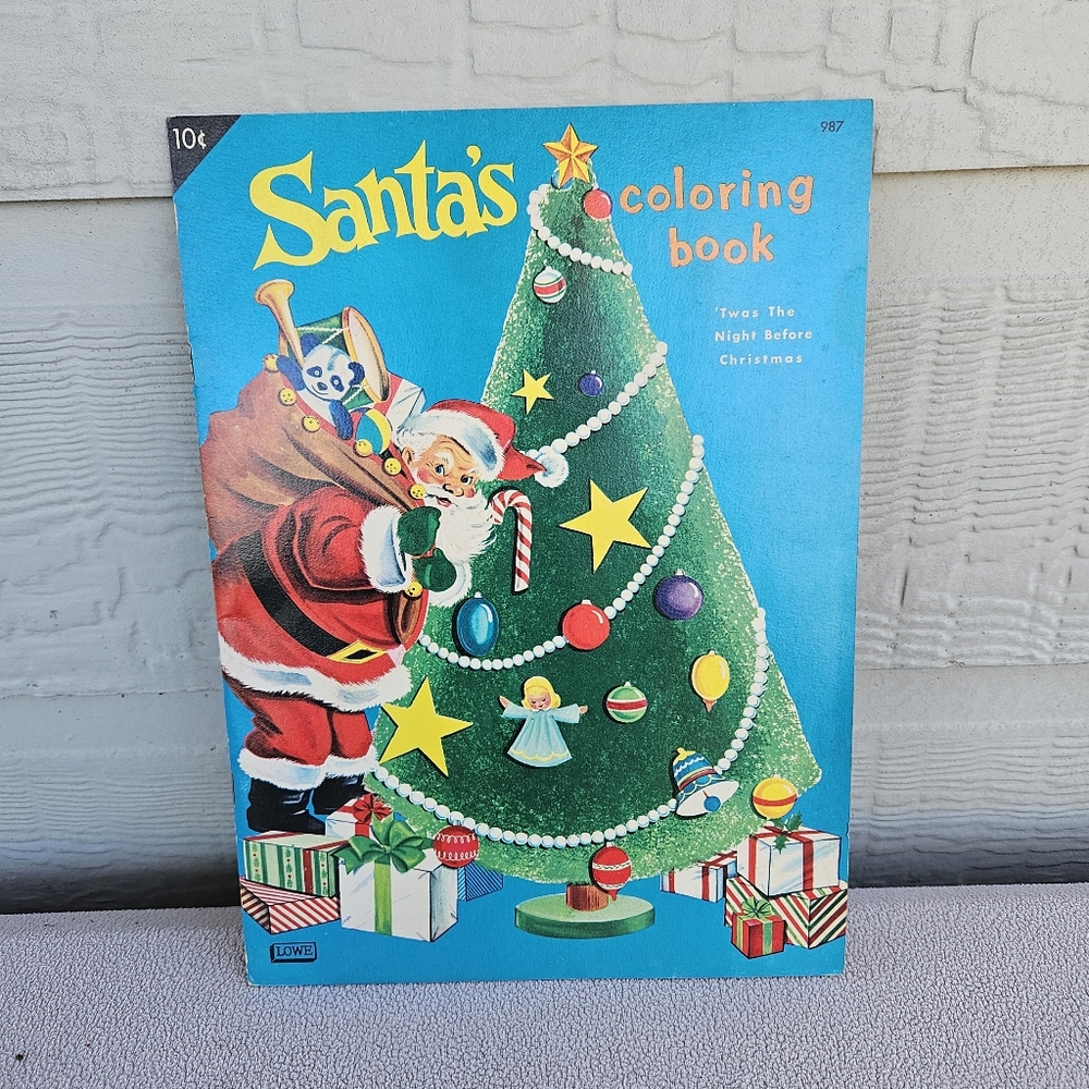 VTG Lowe 1960's Santa's Coloring Book Twas the Night Before Christmas Story